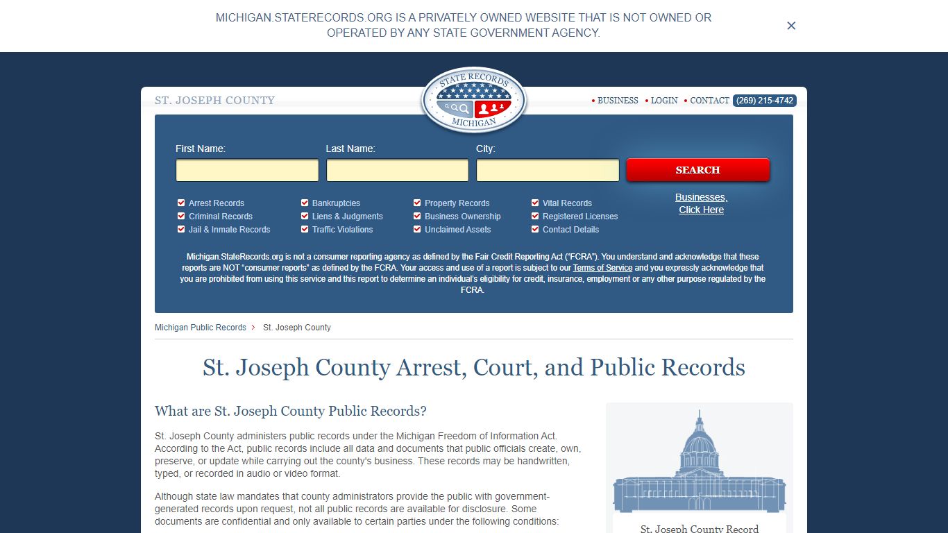 St. Joseph County Arrest, Court, and Public Records